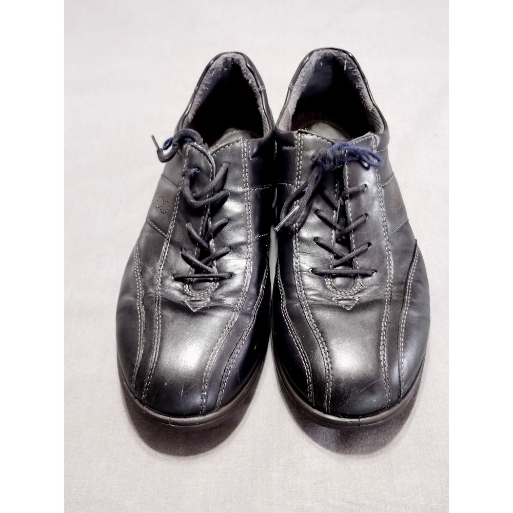 ECCO Sky Tie Lace Up Flat Black Leather Comfort Shoes Women 8/39 Athletic Resort